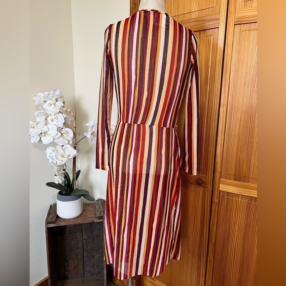 NWT Zara Small Stripe Crochet Knit Stripe Dress Long Sleeve Coverup - Picture 4 of 12